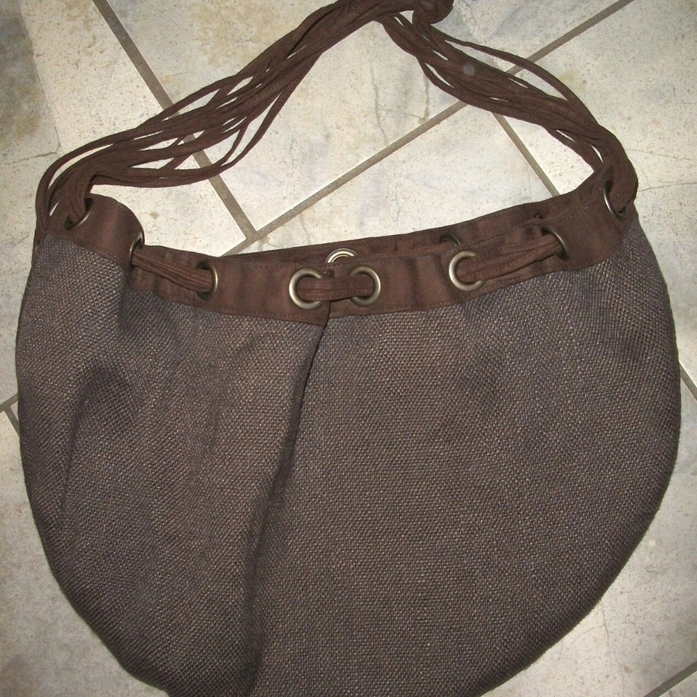 Old Navy Brown Tweed Purse w Brown Suede Like Trim